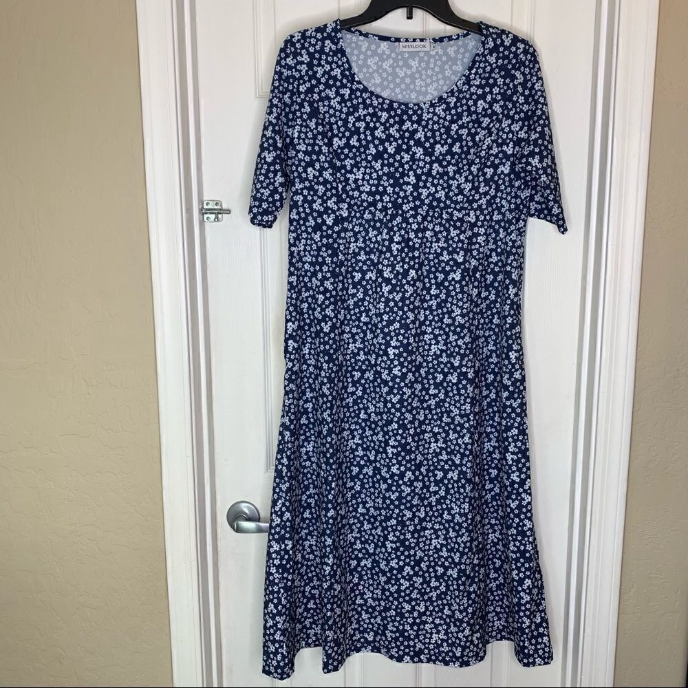 Misslook Blue Floral Dress Size Medium